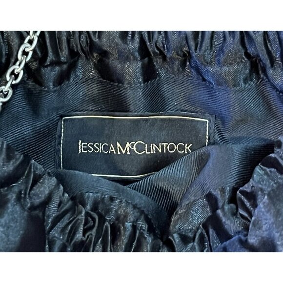 Vintage Jessica McClintock Black Floral Sequin Beaded Evening Formal Bag Purse - Picture 6 of 10